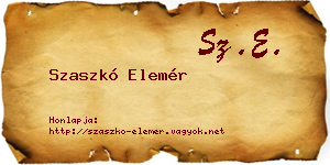 Szaszkó Elemér névjegykártya